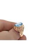 Vintage style Ring Aquamarine 14K Yellow gold vrc074y